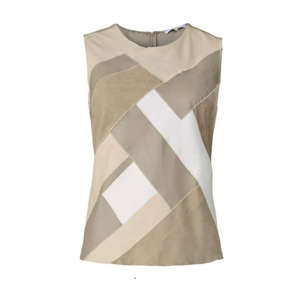 Per Se by Carlisle Suede Leather Patchwork Sleeveless Top - Picture 14 of 14